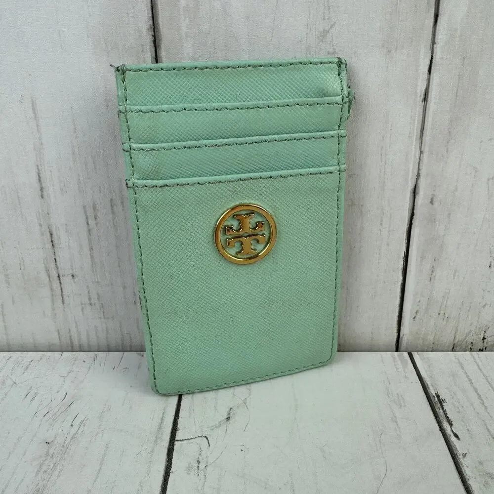 Tory Burch Teal/Gold Miller ID Credit Card Wallet